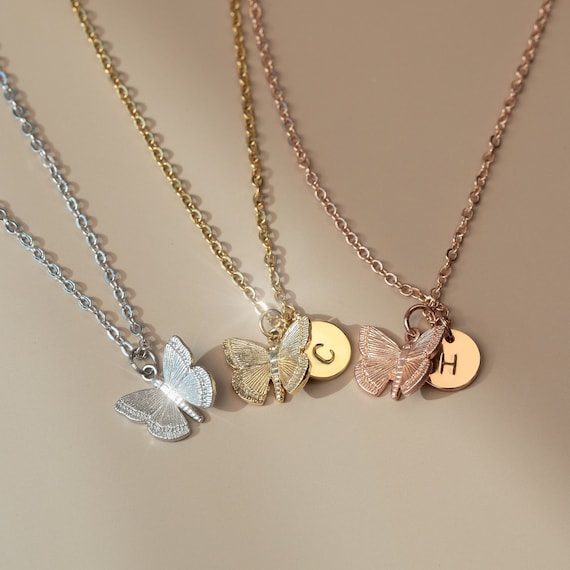 Personalized Initial Butterfly Necklace Butterfly Jewelry for Kid