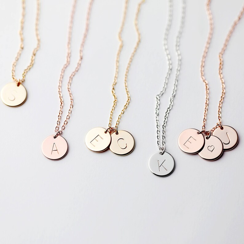 Circle Initial Necklace for Her Gold Personalized Necklace Etsy UK