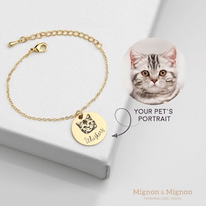 These custom pet portrait bracelets feature engraved pendants in multiple finishes, creating a unique keepsake for pet parents. Celebrate the bond with furry friends, making it an ideal remembrance piece or gift for special occasions like Mothers Day