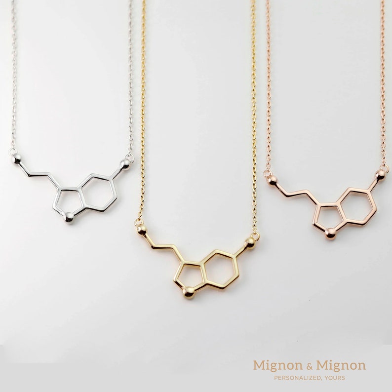 Serotonin Molecule Necklaces Unique Jewelry for Women Birthday Gift Science Dopamine Chemistry Gifts for Her Dainty Mother's Day Gift image 5