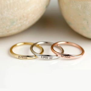 Anillos apilables con nombre grabado personalizado para parejas, joyas apilables personalizadas con nombres de niños, regalo de amistad.