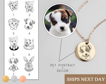 Funny Pet Portrait Necklace for Animal Lovers, Personalized Gift for Dog Mom, Unique Custom Pet Memorial Gift, Pet Art from Photo