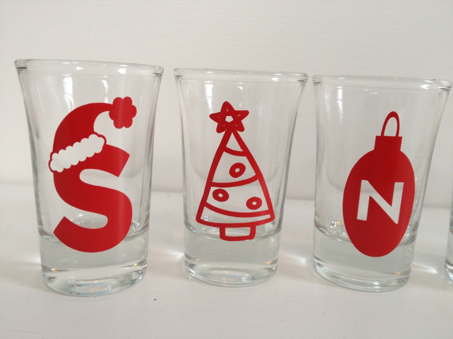 Christmas Shot Glasses Set of 5 Santa Shot Glasses Shot Etsy