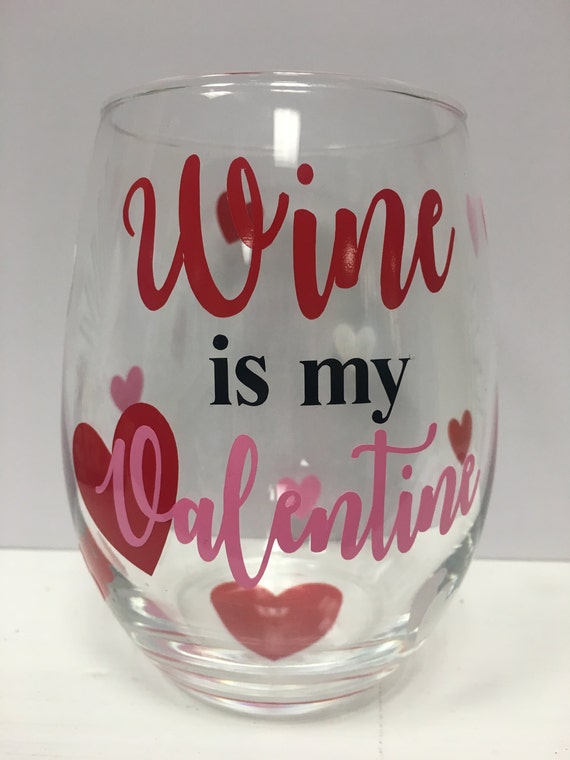Valentine's Day Wine Glass Happy Valentine's Day Etsy