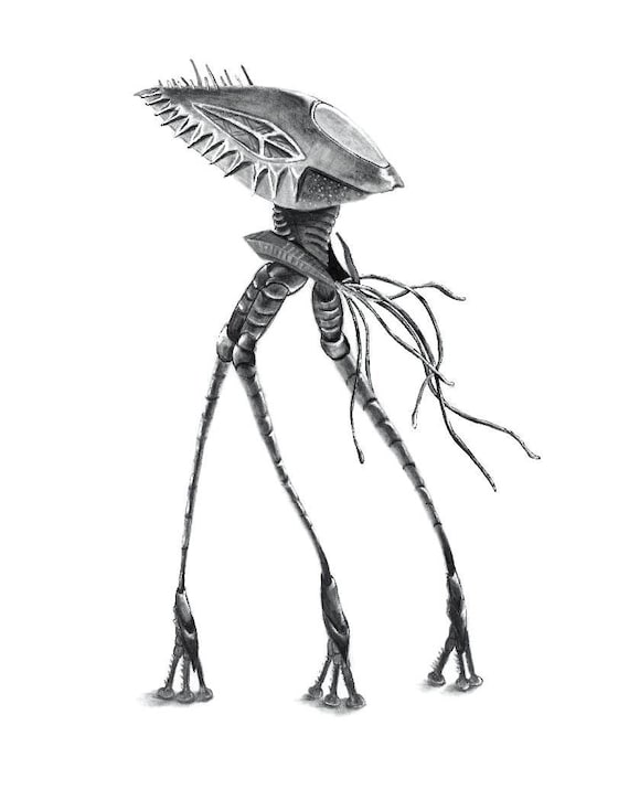 The War of the Worlds Tripod Drawing Print Etsy