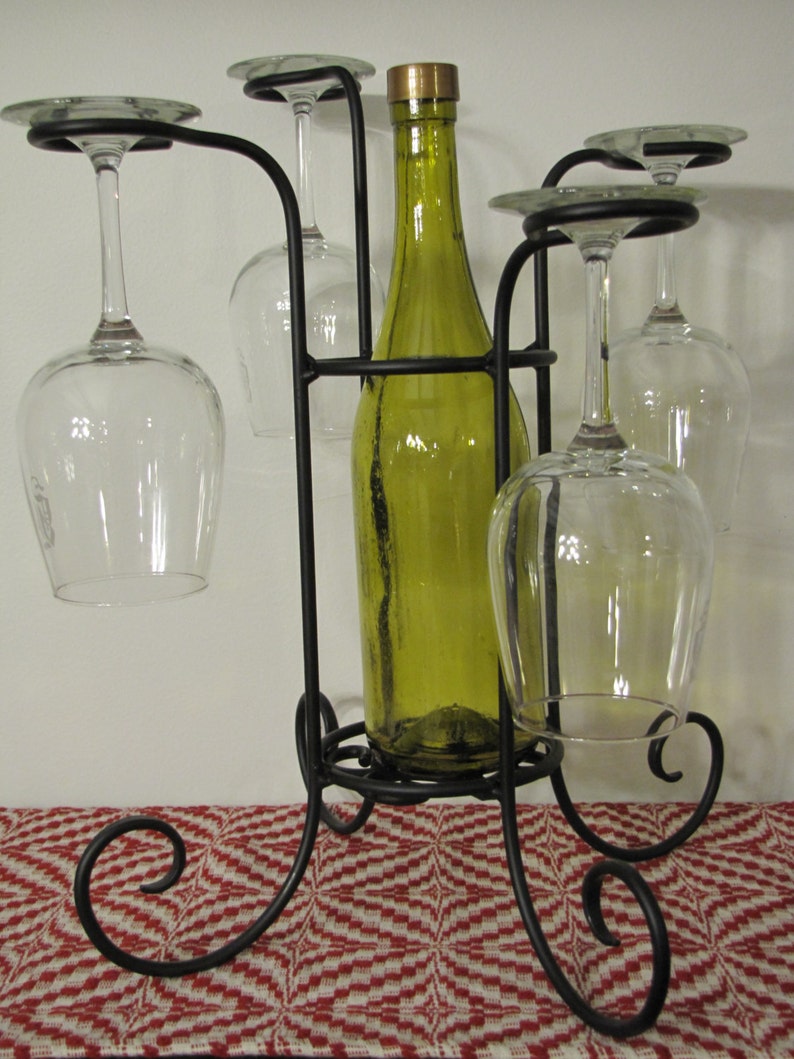 Porta vino y cristal de hierro forjado contiene 4 vasos y una | Etsy