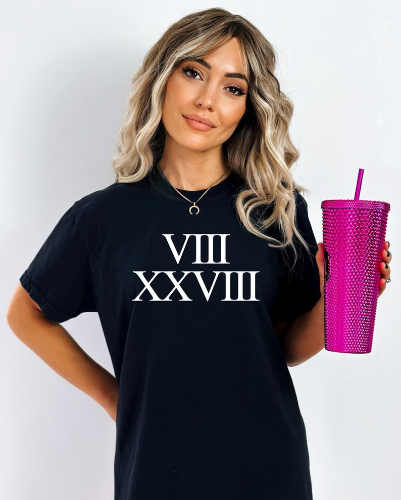 VIII XXVIII Romans 8:28 Christian Tee Bible Verse T-shirt image 1