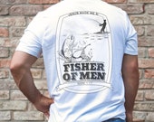 FISHER OF MEN. Christian fishing tee, Christian t-shirt, Trendy Christian tee,  comfort colors tee, christian tshirts, christian graphic tee