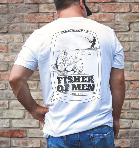 FISHER OF MEN. Christian fishing tee, Christian t-shirt, Trendy Christian tee,  comfort colors tee, christian tshirts, christian graphic tee