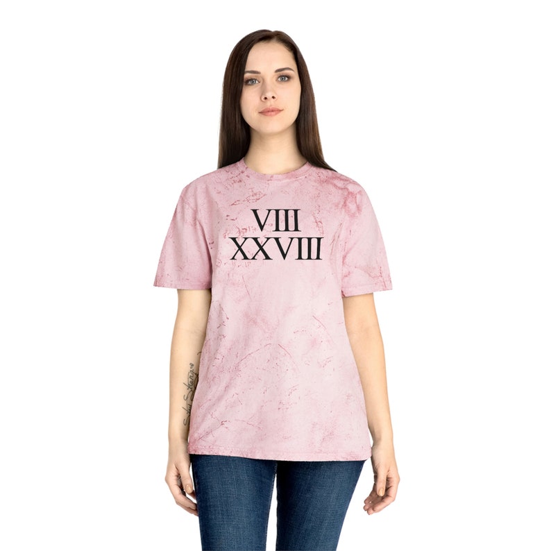 VIII XXVIII Romans 8:28 Christian Tee Bible Verse T-shirt image 2
