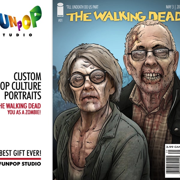 VOUS EN TANT QUE ZOMBIE Portrait personnalisé, illustration sur mesure de vous, de votre famille ou de vos amis en tant que zombies! Walking Dead, Z Nation, Dawn of the Dead