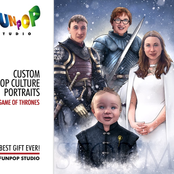 GAME OF THRONES Custom Portrait, a portrait of your family or friends as characters from GoT is a great gift any occasion