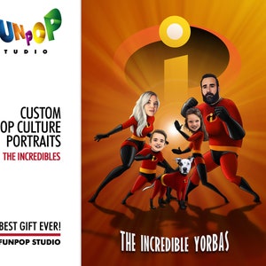 INCREDIBLES Custom Portrait, Incredibles Stil Superhelden Portrait für Familie & Freunde, zum Geburtstag, Jubiläum oder Weihnachten