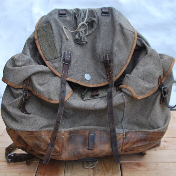 BACKPACK rare Swiss Army, Swiss army bag, vintage backpack, leather backpack, canvas backpack