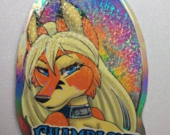 Holographic fursona badge