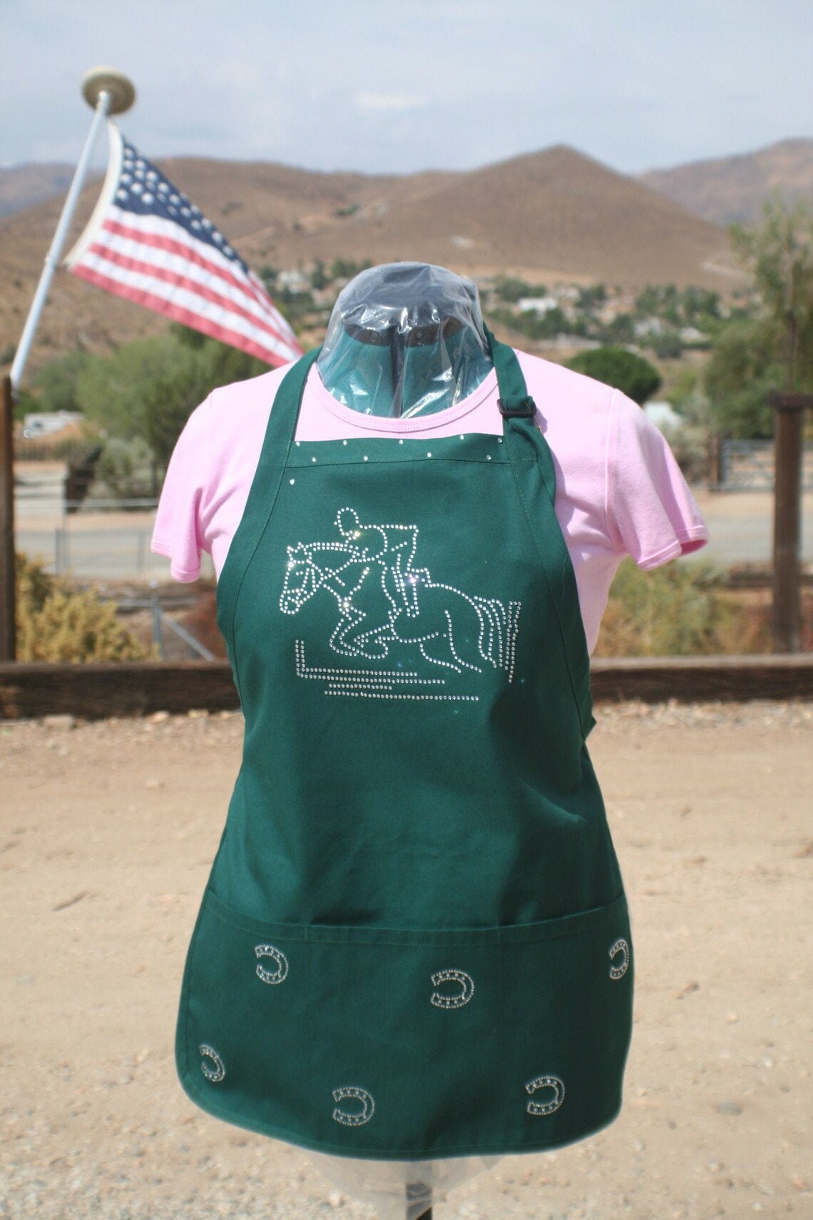 Hunter Jumper HorseRhinestoneUnisexApronMade in USAwith Etsy