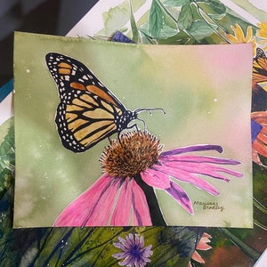 Macro Monarch Butterfly -  Watercolor Painting