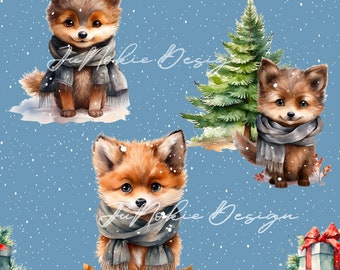 Wolf Christmas fabric design, children, seamless pattern, surface pattern, digital download, non-exclusive