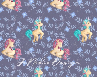 Beautiful unicorn fabric design, children, magical, seamless pattern, surface design, digital download, non-exclusive mauve