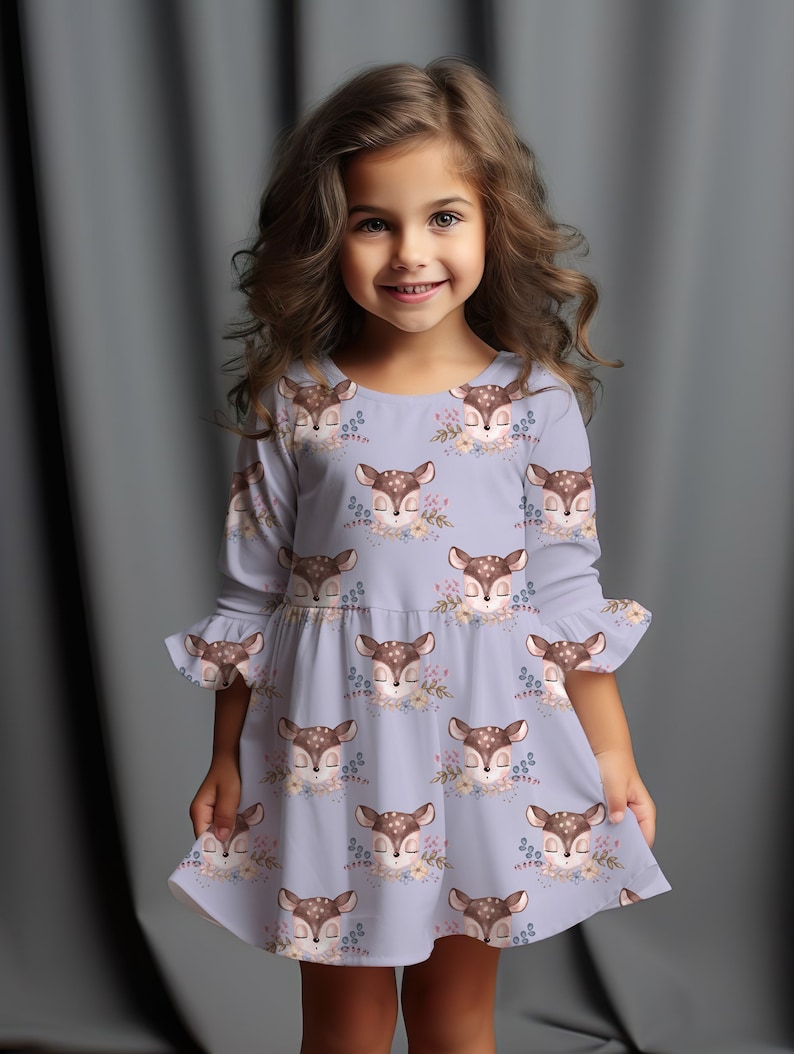 Beautiful deer fabric design, children, cute, seamless pattern, surface design, digital download, non-exclusive lavender purple image 1