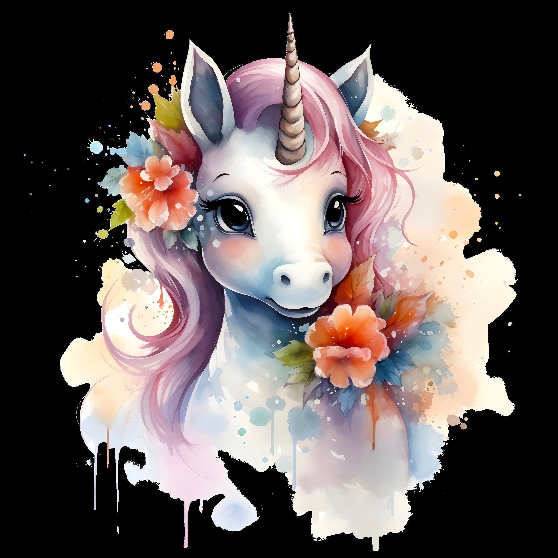 Cute unicorn Clipart,300 DPI, magical PNG, druckbar,ohne Hintergrund