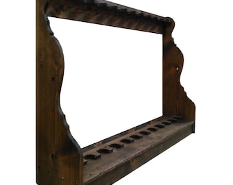 Pine Rustic Wooden Vertical Gun Rack 12 Place Long Gun Display