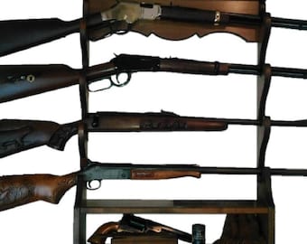 Solid Walnut Wooden Gun Rack Rifle Shotgun Wall Display with Ammo Storage - 2 , 3 , 4 Place
