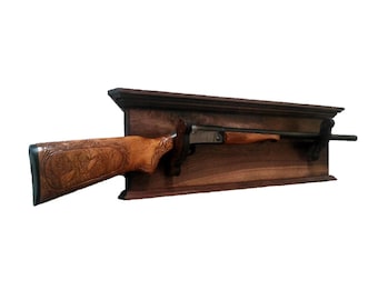 Walnut Wood Gun Antique Rack Rifle Shotgun Heritage Wall Display - 2" Hangers