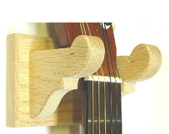 Oak Wooden Guitar Hanger Classy Wall Mount Display - Unfinished
