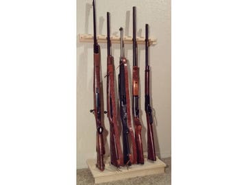 Wooden gun rack unfinished pine with amo drawer hand made holds 2 guns 