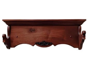 Walnut Wood Gun Rack Rifle Shotgun Heritage Wall Display with Carving