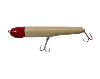 Handmade Wooden Fishing Lure - Wobbler Classic Vintage Color Red and White