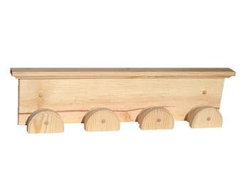 Perchero de madera de pino para 4 caballos - Perchero de establo - Ganchos de pared para aparejos de equitación