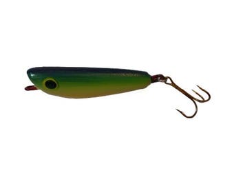 Handmade Wooden Fishing Lure - 6" Salt Water Popper Anchovy Color