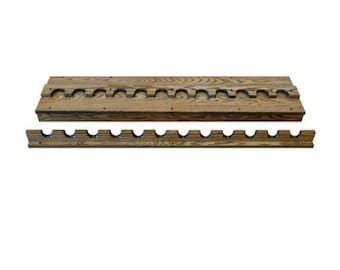 Oak Wooden Two Piece Vertical Wall Gun Rack 6 - 12 Rifle Spaces