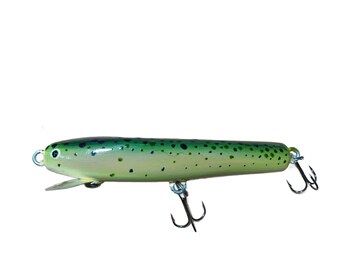 Handmade Wooden Fishing Lure - 4"  Small Shallow Diver Rainbow Trout Color