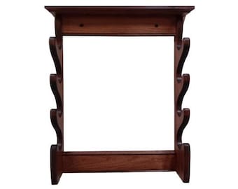Solid Alder Wood 4 Place Sword Rack Wall Display - Plain Top