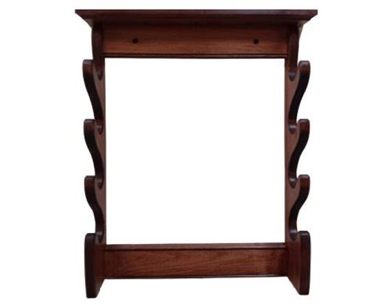 Solid Alder Wood 4 Place Sword Rack Wall Display - Plain Top