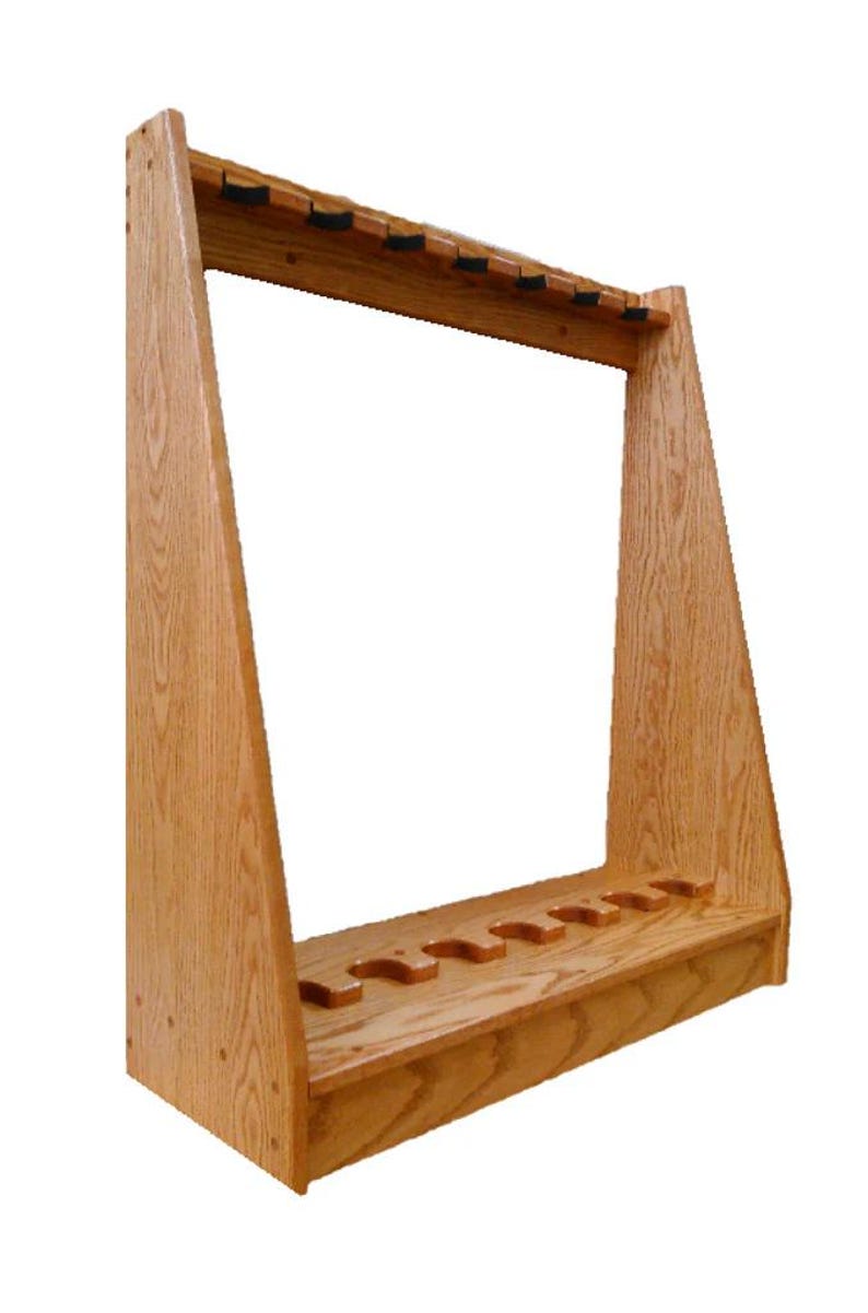 Gun Rack Rectangle Oak Traditional Wooden Vertical Gun Rack 7 Place Long Gun Display ...