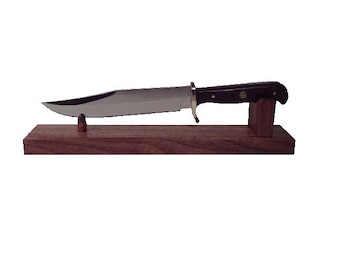 Walnut Wooden Knife Stand Display for 10" - 15" inch Hunting or Collectible Knives