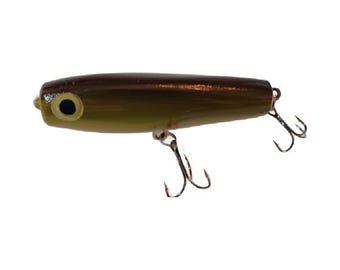 Handmade Wooden Fishing Lure - Top Water Popper 6" Bronze Minnow