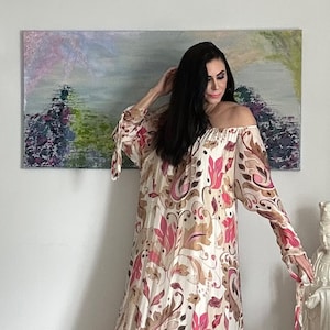 Long Off Shoulder Flowy Floral Dress