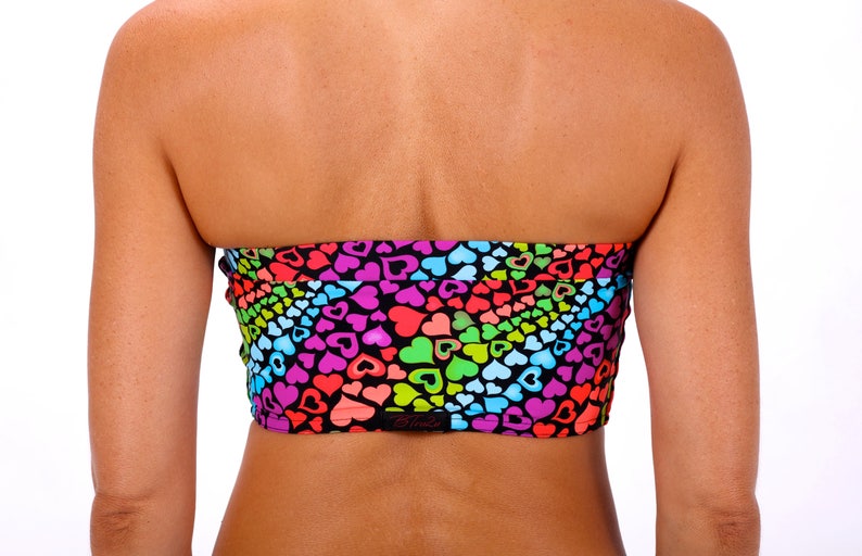 Bandeau Bra in Rainbow Hearts Bandeau Bra Top for Women