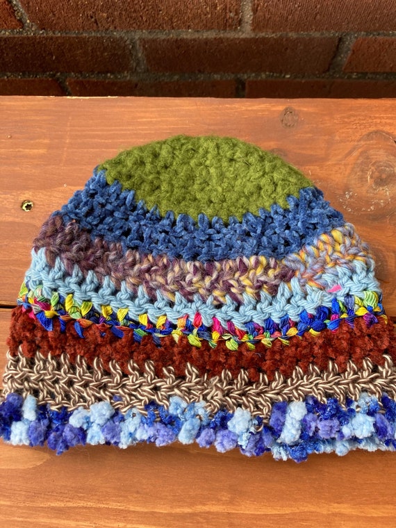 Handmade Crocheted Toddler Hat, Funky Boho Multi-colored  display picture 2