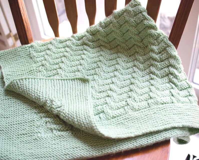 Hand Knit Baby Blanket Green Baby Blanket Large Size Blanket Etsy