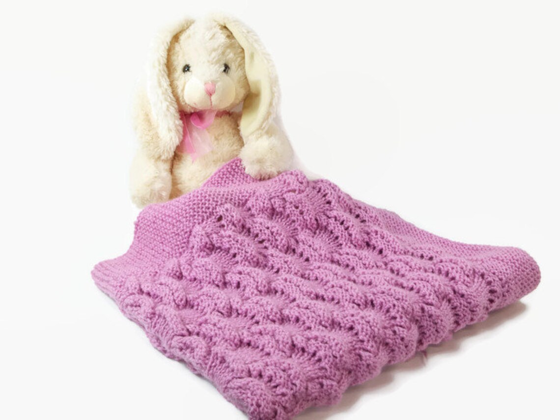 Knit baby blanket handmade blankets newborn blanket purple Etsy