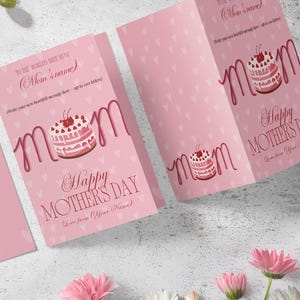 Tarjeta personalizada para el Día de la Madre n.° 1P / Nombre y mensaje personalizados / Tarjeta plegable imprimible / Hecha a medida / Regalo digital para mamá / Archivo PDF