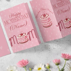 Biglietto d'auguri personalizzato per la festa della mamma n. 2P / Nome e messaggio personalizzati / Biglietto pieghevole stampabile / Realizzato su ordinazione / Regalo digitale per la mamma / File PDF