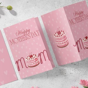 Tarjeta del Día de la Madre n.° 2 / Tarjeta plegable imprimible sencilla / Diseño minimalista de pastel / Descarga instantánea / Regalo para mamá / Saludo digital / PDF