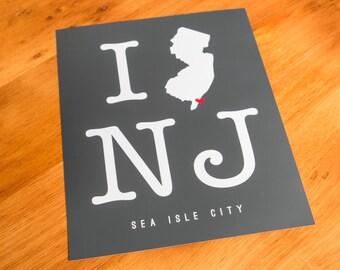 Sea Isle City, NJ - I Heart NJ - Art Print  - Your Choice of Size & Color!